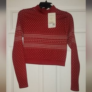 Fabletics Red and White Seamless Top